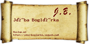 Jóba Boglárka névjegykártya